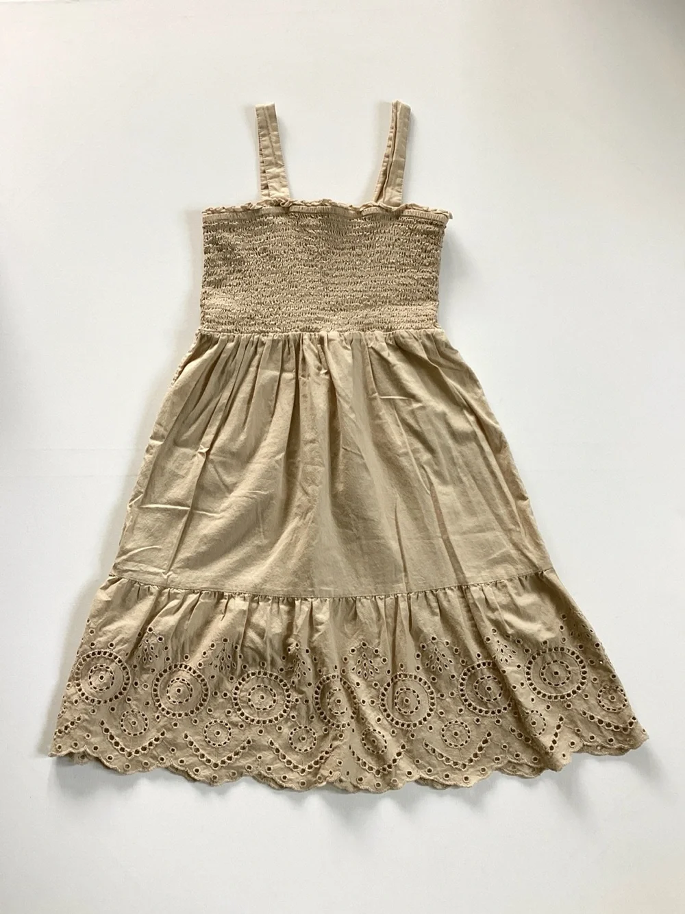 Gap Tan Smocked Eyelet Dress